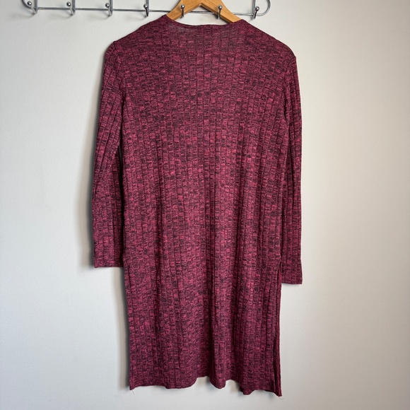 Teenbell Women's Open Front Long Sleeve Draping Cardigan Purple-Wine Office Chic - Picture 5 of 12